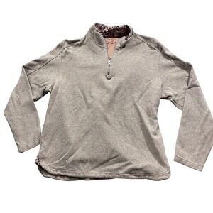 Robert Graham‎ 2XL Quarter Zip Long Sleeve Sweatshirt Brown Cotton Blend